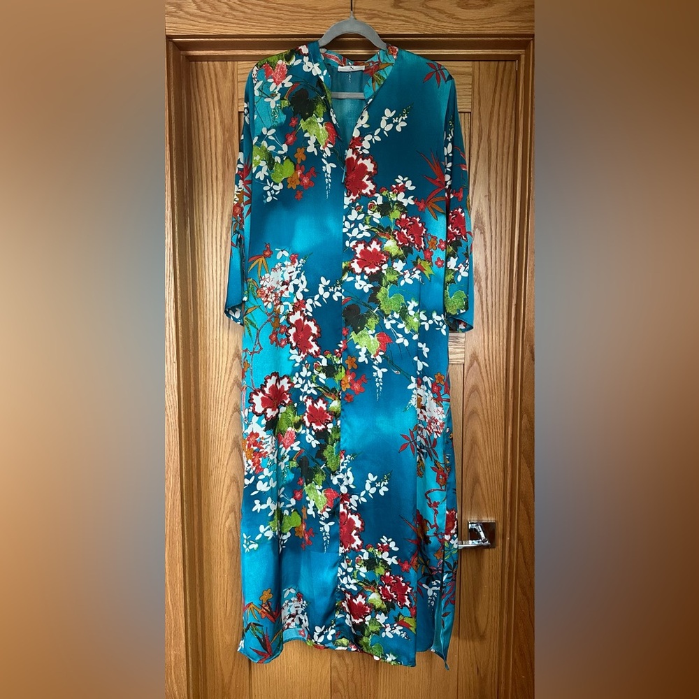 Natori Floral Maxi Caftan Dress - Size Large 🌺